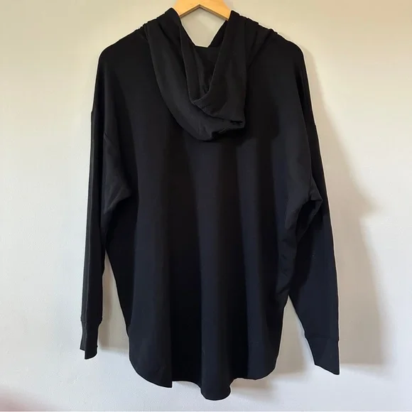 Relaxed Ultra Soft Fleece Drop Shoulder Hoodie Loose Bottom Torrid 2 Black - Picture 5 of 8
